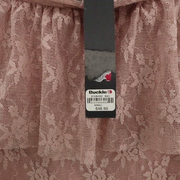 BKE Top Womens XS Pink Boutique Lace Ruffle Romantic Festival Buckle Goth - Picture 12 of 12